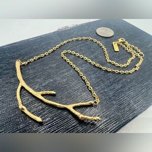 ROOST brand twig necklace gold tone nature inspired 16” new